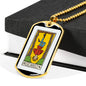Tarot Card Necklace The Hanged Man Le Pendu Stainless Steel or 18k Gold Dog Tag 24"-Express Your Love Gifts