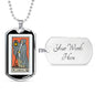 Tarot Card Necklace The Hermit L'Ermite Stainless Steel or 18k Gold Dog Tag 24"-Express Your Love Gifts