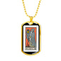 Tarot Card Necklace The Hermit L'Ermite Stainless Steel or 18k Gold Dog Tag 24"-Express Your Love Gifts