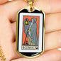 Tarot Card Necklace The Hermit L'Ermite Stainless Steel or 18k Gold Dog Tag 24"-Express Your Love Gifts