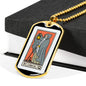 Tarot Card Necklace The Hermit L'Ermite Stainless Steel or 18k Gold Dog Tag 24"-Express Your Love Gifts