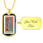 Tarot Card Necklace The Hermit L'Ermite Stainless Steel or 18k Gold Dog Tag 24"-Express Your Love Gifts