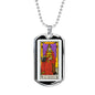 Tarot Card Necklace The High Priestess Stainless Steel or 18k Gold Dog Tag 24"-Express Your Love Gifts