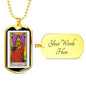 Tarot Card Necklace The High Priestess Stainless Steel or 18k Gold Dog Tag 24"-Express Your Love Gifts