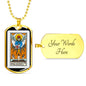 Tarot Card Necklace The Judgment Stainless Steel or 18k Gold Dog Tag 24"-Express Your Love Gifts