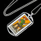 Tarot Card Necklace The Juggler Stainless Steel or 18k Gold Dog Tag 24"-Express Your Love Gifts