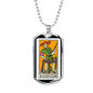 Tarot Card Necklace The Juggler Stainless Steel or 18k Gold Dog Tag 24"-Express Your Love Gifts