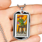 Tarot Card Necklace The Juggler Stainless Steel or 18k Gold Dog Tag 24"-Express Your Love Gifts