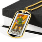 Tarot Card Necklace The Juggler Stainless Steel or 18k Gold Dog Tag 24"-Express Your Love Gifts