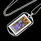 Tarot Card Necklace The Justice Stainless Steel or 18k Gold Dog Tag 24"-Express Your Love Gifts