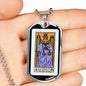 Tarot Card Necklace The Justice Stainless Steel or 18k Gold Dog Tag 24"-Express Your Love Gifts