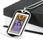 Tarot Card Necklace The Justice Stainless Steel or 18k Gold Dog Tag 24"-Express Your Love Gifts