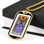 Tarot Card Necklace The Justice Stainless Steel or 18k Gold Dog Tag 24"-Express Your Love Gifts