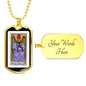 Tarot Card Necklace The Justice Stainless Steel or 18k Gold Dog Tag 24"-Express Your Love Gifts