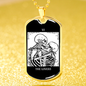 Tarot Card Necklace The Lovers Kissing Skeletons Stainless Steel or 18k Gold Dog Tag 24"-Express Your Love Gifts