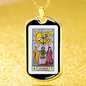 Tarot Card Necklace The Lovers L' Amoureux Stainless Steel or 18k Gold Dog Tag 24"-Express Your Love Gifts