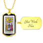 Tarot Card Necklace The Lovers L' Amoureux Stainless Steel or 18k Gold Dog Tag 24"-Express Your Love Gifts