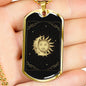 Tarot Card Necklace The Moon And Sun Stainless Steel or 18k Gold Dog Tag 24"-Express Your Love Gifts