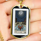 Tarot Card Necklace The Moon La Lune Stainless Steel or 18k Gold Dog Tag 24"-Express Your Love Gifts