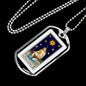 Tarot Card Necklace The Stars Stainless Steel or 18k Gold Dog Tag 24"-Express Your Love Gifts