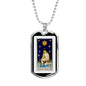 Tarot Card Necklace The Stars Stainless Steel or 18k Gold Dog Tag 24"-Express Your Love Gifts