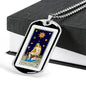 Tarot Card Necklace The Stars Stainless Steel or 18k Gold Dog Tag 24"-Express Your Love Gifts