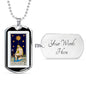 Tarot Card Necklace The Stars Stainless Steel or 18k Gold Dog Tag 24"-Express Your Love Gifts