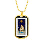 Tarot Card Necklace The Stars Stainless Steel or 18k Gold Dog Tag 24"-Express Your Love Gifts