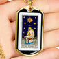 Tarot Card Necklace The Stars Stainless Steel or 18k Gold Dog Tag 24"-Express Your Love Gifts