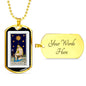 Tarot Card Necklace The Stars Stainless Steel or 18k Gold Dog Tag 24"-Express Your Love Gifts