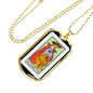 Tarot Card Necklace The Strength Stainless Steel or 18k Gold Dog Tag 24"-Express Your Love Gifts