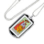 Tarot Card Necklace The Strength Stainless Steel or 18k Gold Dog Tag 24"-Express Your Love Gifts