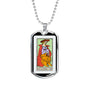 Tarot Card Necklace The Strength Stainless Steel or 18k Gold Dog Tag 24"-Express Your Love Gifts