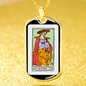 Tarot Card Necklace The Strength Stainless Steel or 18k Gold Dog Tag 24"-Express Your Love Gifts