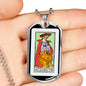 Tarot Card Necklace The Strength Stainless Steel or 18k Gold Dog Tag 24"-Express Your Love Gifts