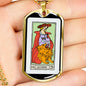 Tarot Card Necklace The Strength Stainless Steel or 18k Gold Dog Tag 24"-Express Your Love Gifts