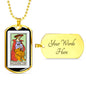Tarot Card Necklace The Strength Stainless Steel or 18k Gold Dog Tag 24"-Express Your Love Gifts