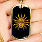 Tarot Card Necklace The Sun Dark Stainless Steel or 18k Gold Dog Tag 24"-Express Your Love Gifts