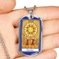Tarot Card Necklace The Sun Stainless Steel or 18k Gold Dog Tag 24"-Express Your Love Gifts