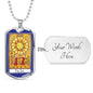 Tarot Card Necklace The Sun Stainless Steel or 18k Gold Dog Tag 24"-Express Your Love Gifts