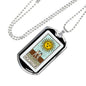 Tarot Card Necklace The Sun With Couple Stainless Steel or 18k Gold Dog Tag 24"-Express Your Love Gifts