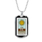 Tarot Card Necklace The Sun With Couple Stainless Steel or 18k Gold Dog Tag 24"-Express Your Love Gifts