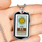 Tarot Card Necklace The Sun With Couple Stainless Steel or 18k Gold Dog Tag 24"-Express Your Love Gifts