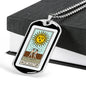 Tarot Card Necklace The Sun With Couple Stainless Steel or 18k Gold Dog Tag 24"-Express Your Love Gifts