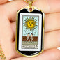 Tarot Card Necklace The Sun With Couple Stainless Steel or 18k Gold Dog Tag 24"-Express Your Love Gifts