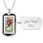 Tarot Card Necklace The Temperance Stainless Steel or 18k Gold Dog Tag 24"-Express Your Love Gifts