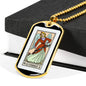 Tarot Card Necklace The Temperance Stainless Steel or 18k Gold Dog Tag 24"-Express Your Love Gifts