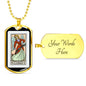 Tarot Card Necklace The Temperance Stainless Steel or 18k Gold Dog Tag 24"-Express Your Love Gifts