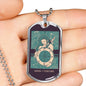 Tarot Card Necklace Wheel Of Fortune Green Stainless Steel or 18k Gold Dog Tag 24"-Express Your Love Gifts