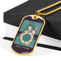 Tarot Card Necklace Wheel Of Fortune Green Stainless Steel or 18k Gold Dog Tag 24"-Express Your Love Gifts